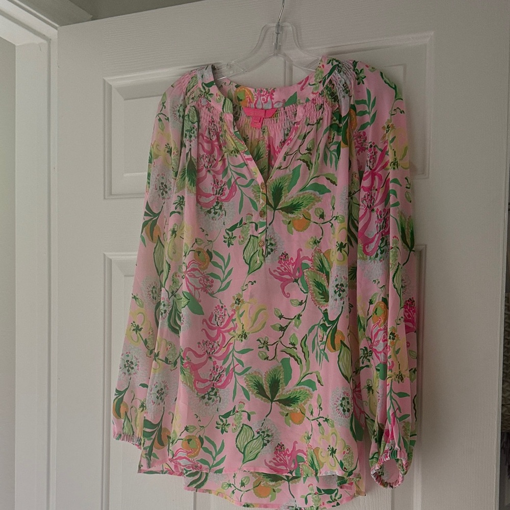 Lilly Pulitzer Vibrant Silk Floral Blouse